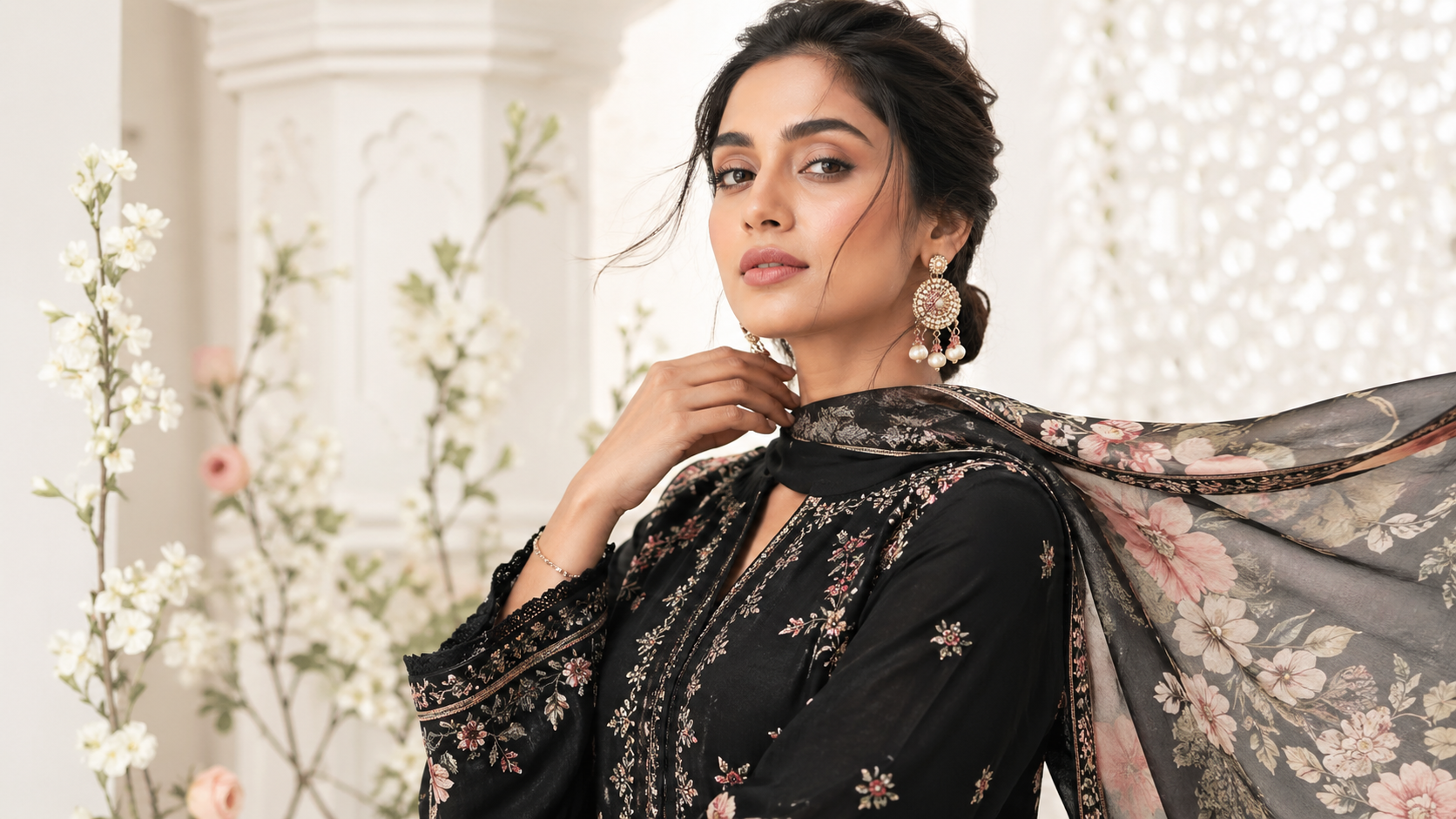 Black Flora Evening Ensemble